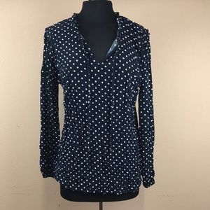 Tommy Hilfiger Navy Polka Dot Blouse Size L